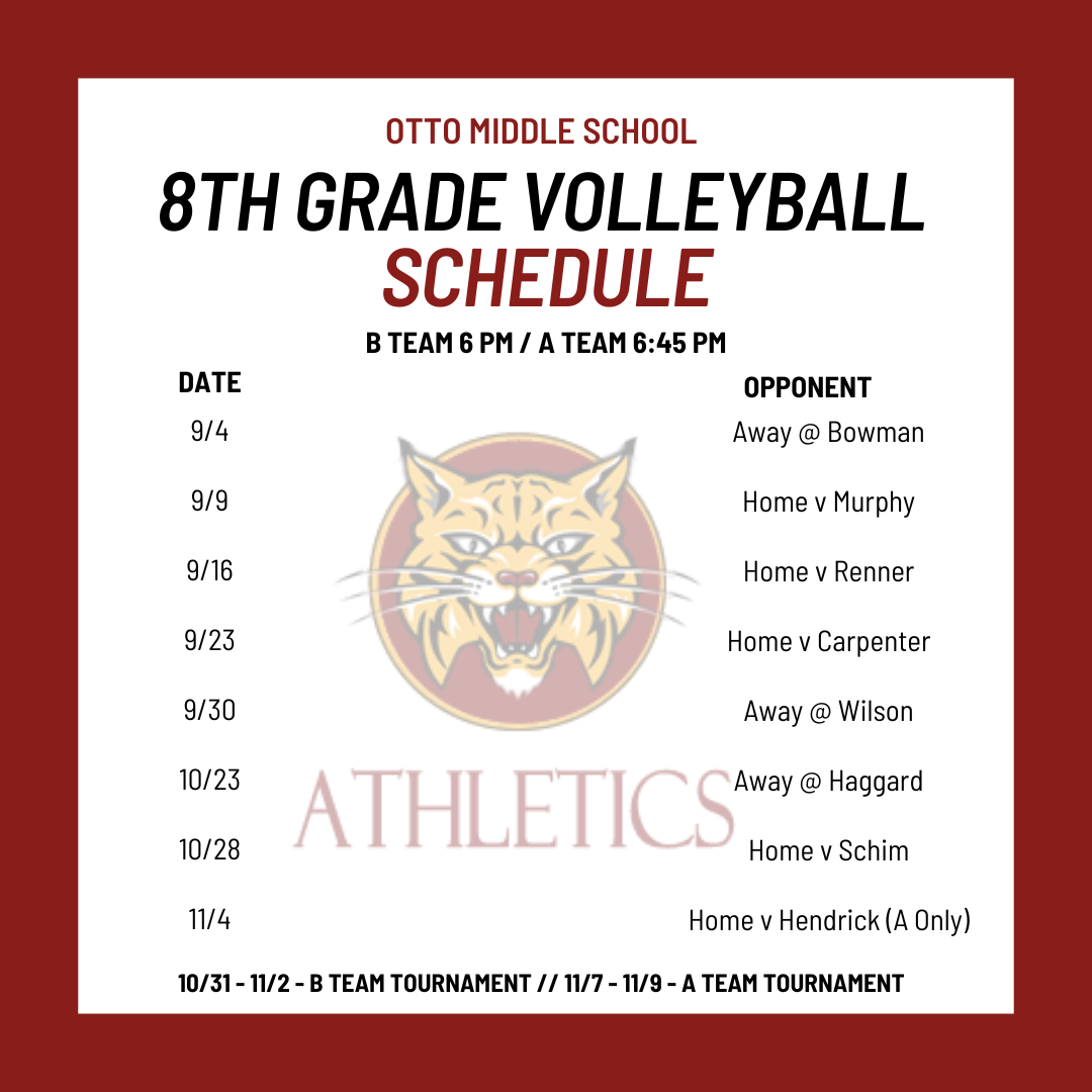 8th Grade Volleyball Schedule